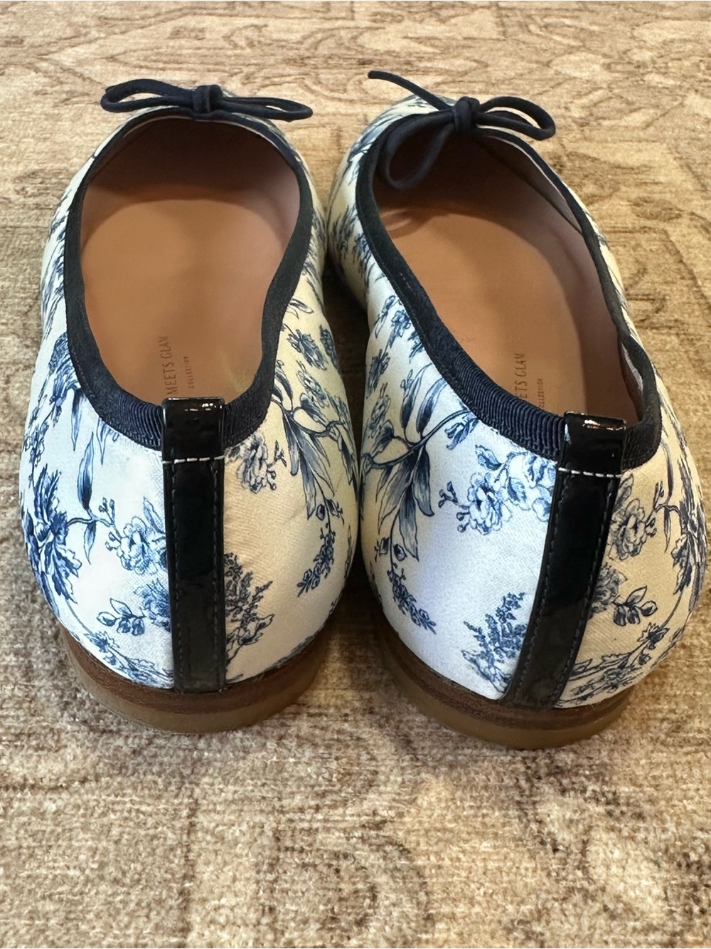 Margaux × Gal Meets Glam "The Pointe" Ballet Flat In Blue Toile Floral - Picture 6 of 8